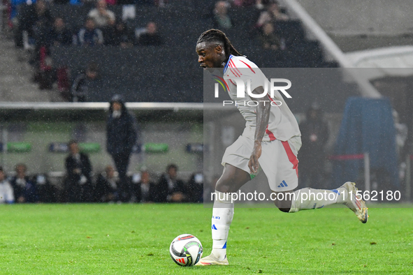 Moise Kean is in action during Israel vs Italy: matchday 2 of UEFA Nations League 2024-2025, at Bozsik Arena, in Budapest, Hungary, on Septe...