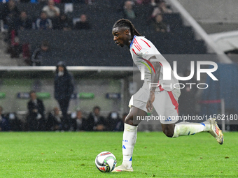 Moise Kean is in action during Israel vs Italy: matchday 2 of UEFA Nations League 2024-2025, at Bozsik Arena, in Budapest, Hungary, on Septe...