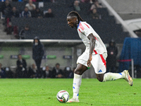 Moise Kean is in action during Israel vs Italy: matchday 2 of UEFA Nations League 2024-2025, at Bozsik Arena, in Budapest, Hungary, on Septe...