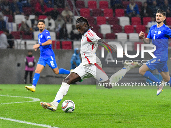 Moise Kean is in action during Israel vs Italy: matchday 2 of UEFA Nations League 2024-2025, at Bozsik Arena, in Budapest, Hungary, on Septe...