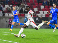 Moise Kean is in action during Israel vs Italy: matchday 2 of UEFA Nations League 2024-2025, at Bozsik Arena, in Budapest, Hungary, on Septe...