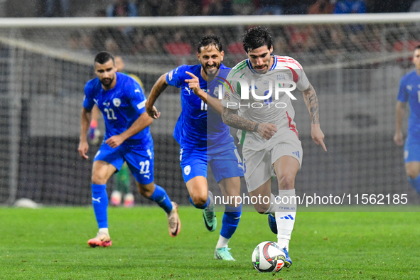 Sandro Tonali is in action during Israel vs Italy: matchday 2 of UEFA Nations League 2024-2025, at Bozsik Arena in Budapest, Hungary, on Sep...