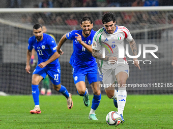 Sandro Tonali is in action during Israel vs Italy: matchday 2 of UEFA Nations League 2024-2025, at Bozsik Arena in Budapest, Hungary, on Sep...