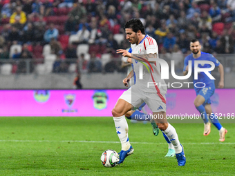 Sandro Tonali is in action during Israel vs Italy: matchday 2 of UEFA Nations League 2024-2025, at Bozsik Arena in Budapest, Hungary, on Sep...