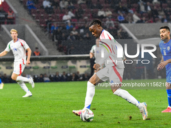 Destiny Udogie is in action during Israel vs Italy: matchday 2 of UEFA Nations League 2024-2025, at Bozsik Arena in Budapest, Hungary, on Se...