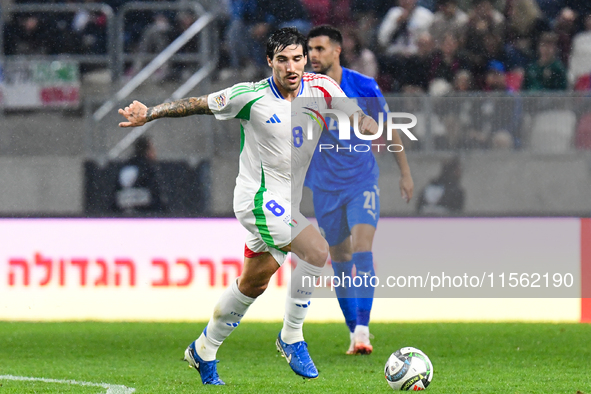 Sandro Tonali is in action during Israel vs Italy: matchday 2 of UEFA Nations League 2024-2025, at Bozsik Arena in Budapest, Hungary, on Sep...