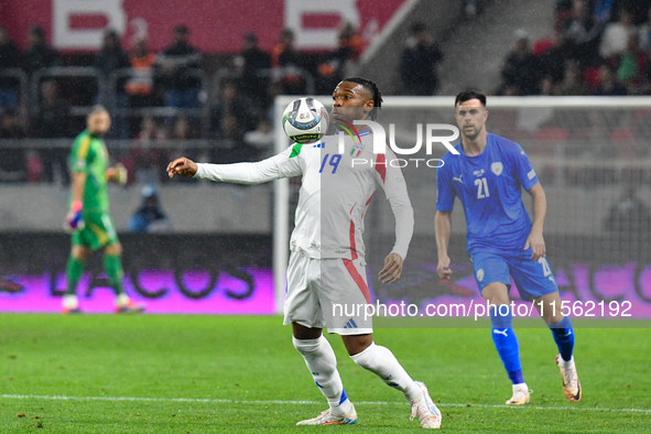 Destiny Udogie is in action during Israel vs Italy: matchday 2 of UEFA Nations League 2024-2025, at Bozsik Arena in Budapest, Hungary, on Se...