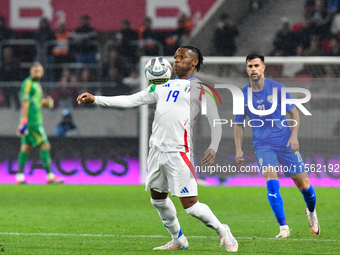 Destiny Udogie is in action during Israel vs Italy: matchday 2 of UEFA Nations League 2024-2025, at Bozsik Arena in Budapest, Hungary, on Se...