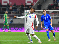 Destiny Udogie is in action during Israel vs Italy: matchday 2 of UEFA Nations League 2024-2025, at Bozsik Arena in Budapest, Hungary, on Se...