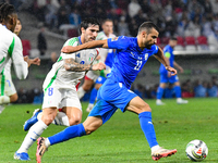 Sandro Tonali and Mahmoud Jaber are in action during Israel vs Italy: matchday 2 of the UEFA Nations League 2024-2025, at Bozsik Arena in Bu...