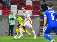 Marco Brescianini is in action during Israel vs Italy: matchday 2 of UEFA Nations League 2024-2025, at Bozsik Arena, in Budapest, Hungary, o...