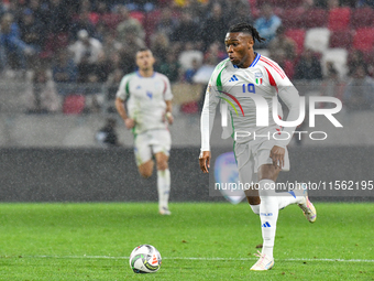 Destiny Udogie is in action during Israel vs Italy: matchday 2 of UEFA Nations League 2024-2025, at Bozsik Arena in Budapest, Hungary, on Se...