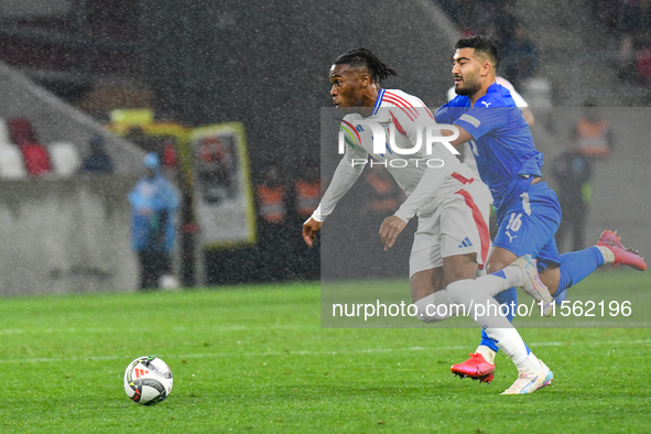 Destiny Udogie is in action during Israel vs Italy: matchday 2 of UEFA Nations League 2024-2025, at Bozsik Arena in Budapest, Hungary, on Se...