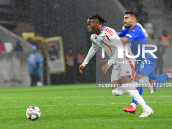 Destiny Udogie is in action during Israel vs Italy: matchday 2 of UEFA Nations League 2024-2025, at Bozsik Arena in Budapest, Hungary, on Se...