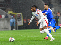 Destiny Udogie is in action during Israel vs Italy: matchday 2 of UEFA Nations League 2024-2025, at Bozsik Arena in Budapest, Hungary, on Se...