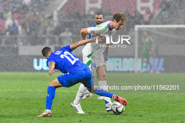 Marco Brescianini is in action during Israel vs Italy: matchday 2 of UEFA Nations League 2024-2025, at Bozsik Arena, in Budapest, Hungary, o...