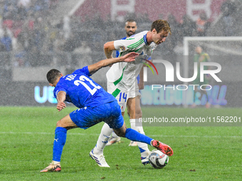 Marco Brescianini is in action during Israel vs Italy: matchday 2 of UEFA Nations League 2024-2025, at Bozsik Arena, in Budapest, Hungary, o...