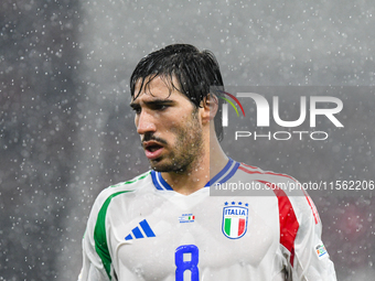 Sandro Tonali during Israel vs Italy: matchday 2 of UEFA Nations League 2024-2025, in Budapest, Hungary, on September 9, 2024, at Bozsik Are...