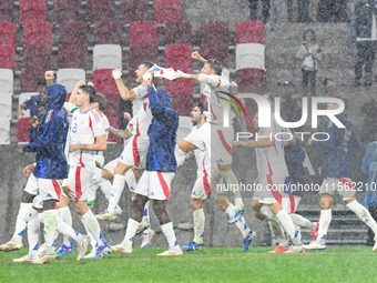 Players of Italy celebrate during Israel vs Italy: matchday 2 of UEFA Nations League 2024-2025, in Budapest, Hungary, on September 9, 2024,...