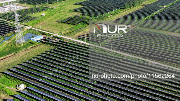 Solar photovoltaic panels are seen in Lihua Village in Lianyungang, China, on September 10, 2024. 