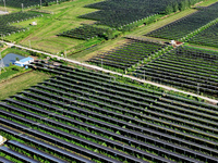 Solar photovoltaic panels are seen in Lihua Village in Lianyungang, China, on September 10, 2024. (