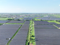 Solar photovoltaic panels are seen in Lihua Village in Lianyungang, China, on September 10, 2024. (