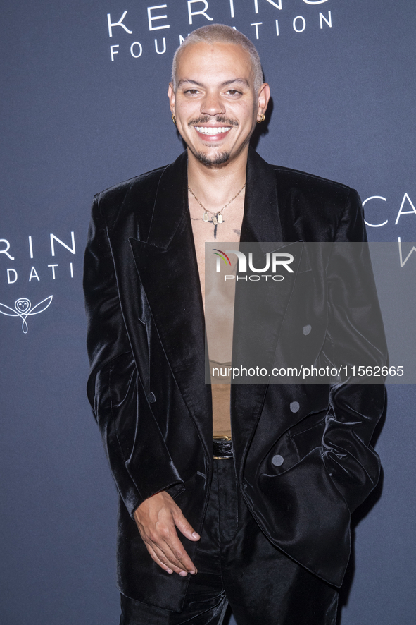 Evan Ross attends Kering's 3rd Annual Caring for Women Dinner at The Pool in New York, USA, on September 9, 2024. 