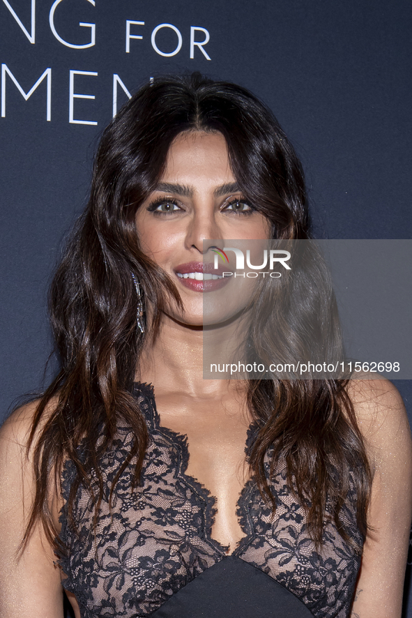 Priyanka Chopra Jonas attends Kering's 3rd Annual Caring for Women Dinner at The Pool in New York, USA, on September 9, 2024. 