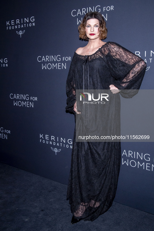 Linda Evangelista attends Kering's 3rd Annual Caring for Women Dinner at The Pool in New York, USA, on September 9, 2024. 