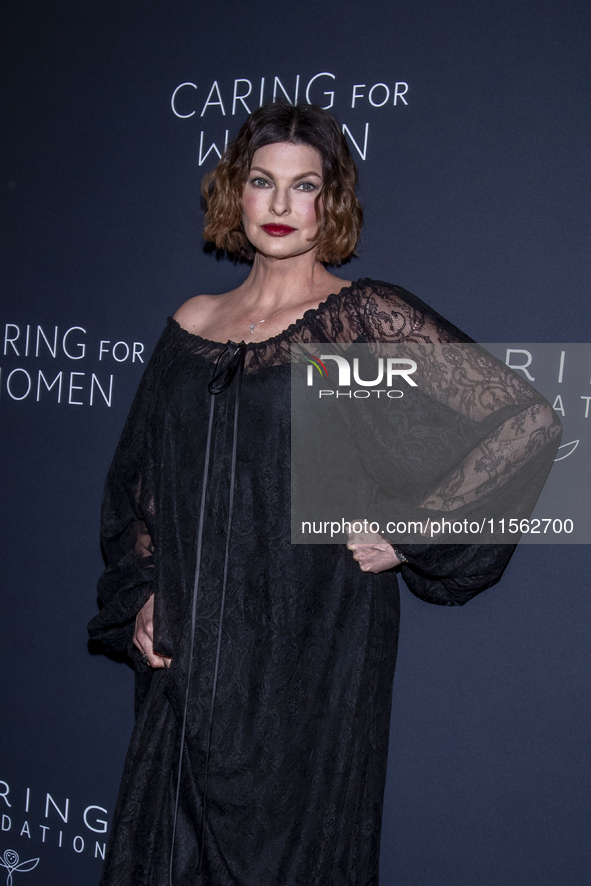 Linda Evangelista attends Kering's 3rd Annual Caring for Women Dinner at The Pool in New York, USA, on September 9, 2024. 