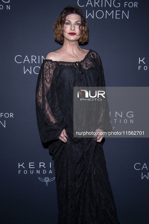 Linda Evangelista attends Kering's 3rd Annual Caring for Women Dinner at The Pool in New York, USA, on September 9, 2024. 