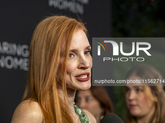 Jessica Chastain attends Kering's 3rd Annual Caring for Women Dinner at The Pool in New York, USA, on September 9, 2024. (