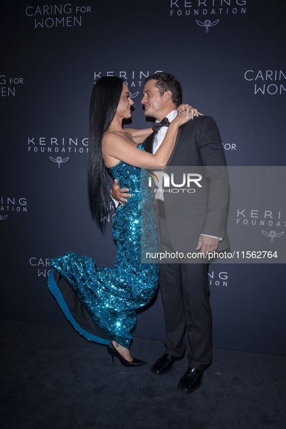 Katy Perry and Orlando Bloom attend Kering's 3rd Annual Caring for Women Dinner at The Pool in New York, New York, USA, on September 9, 2024...