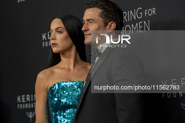 Katy Perry and Orlando Bloom attend Kering's 3rd Annual Caring for Women Dinner at The Pool in New York, New York, USA, on September 9, 2024...