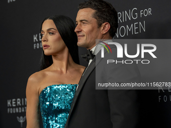 Katy Perry and Orlando Bloom attend Kering's 3rd Annual Caring for Women Dinner at The Pool in New York, New York, USA, on September 9, 2024...