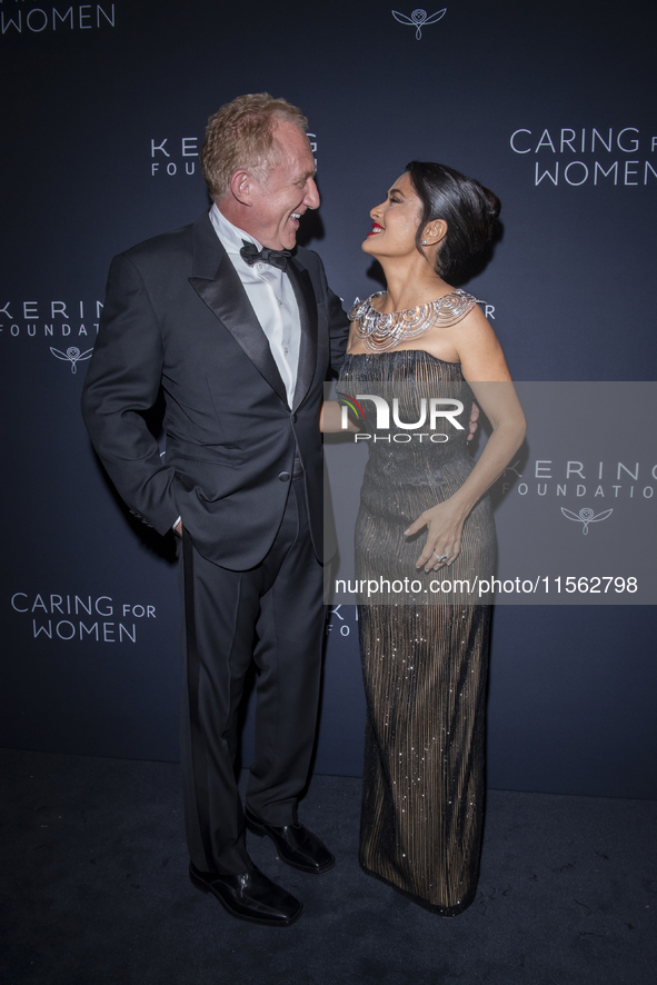 Francois-Henri Pinault and Salma Hayek attend Kering's 3rd Annual Caring for Women Dinner at The Pool in New York, New York, USA, on Septemb...