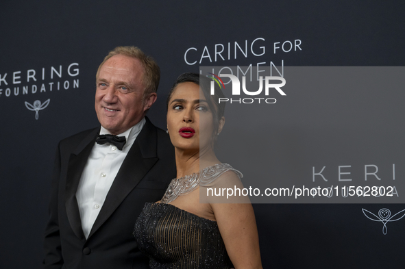 Francois-Henri Pinault and Salma Hayek attend Kering's 3rd Annual Caring for Women Dinner at The Pool in New York, New York, USA, on Septemb...