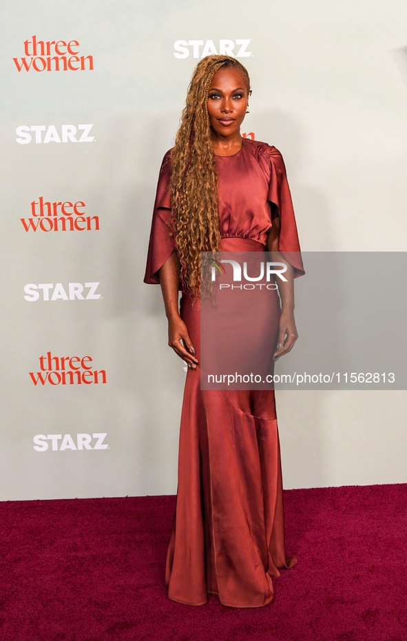 DeWanda Wise, who portrays Sloane in the STARZ drama ''Three Women,'' attends the red carpet event at The Times Center for the series' New Y...