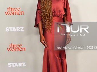 DeWanda Wise, who portrays Sloane in the STARZ drama ''Three Women,'' attends the red carpet event at The Times Center for the series' New Y...