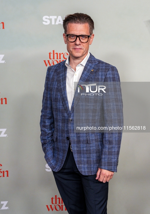 Sean Meehan, who plays Ed in the STARZ drama ''Three Women,'' attends the red carpet event at The Times Center for the New York premiere in...