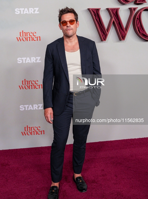 Jason Ralph attends the red carpet event for the New York premiere of the STARZ drama ''Three Women'' at The Times Center in New York, USA,...