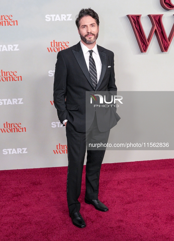 John Patrick Amerdori, who plays Jack, attends the red carpet event celebrating the New York premiere of 'Three Women' at The Times Center i...