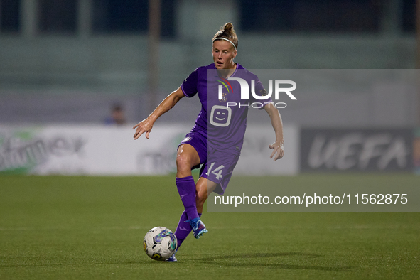 Laura Deloose of Anderlecht is in action during the UEFA Women's Champions League First qualifying round, Semi-finals CP-Group 4 soccer matc...