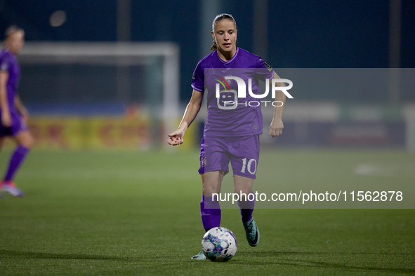 Stefania Vatafu of Anderlecht is in action during the UEFA Women's Champions League First qualifying round, Semi-finals CP-Group 4 soccer ma...