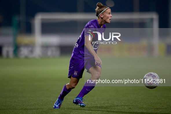 Laura Deloose of Anderlecht is in action during the UEFA Women's Champions League First qualifying round, Semi-finals CP-Group 4 soccer matc...