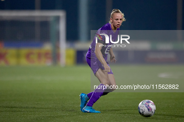 Sarah Wijnants of Anderlecht is in action during the UEFA Women's Champions League First qualifying round, Semi-finals CP-Group 4 soccer mat...