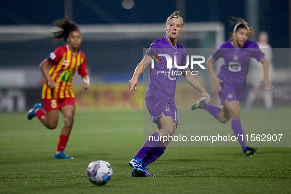 Laura Deloose of Anderlecht is in action during the UEFA Women's Champions League First qualifying round, Semi-finals CP-Group 4 soccer matc...