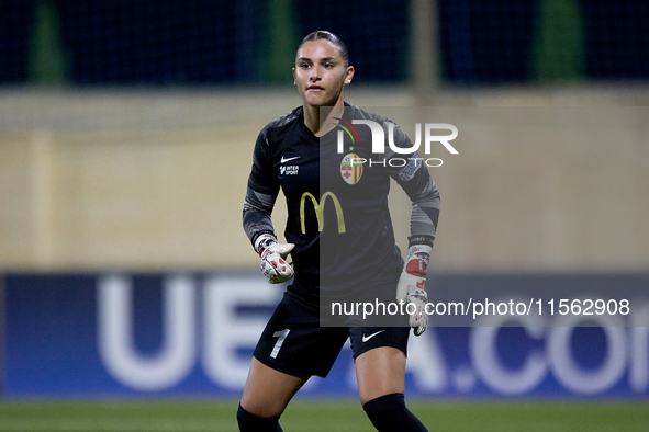 Maya Cachia, goalkeeper of Birkirkara, is in action during the UEFA Women's Champions League First qualifying round, Semi-finals CP-Group 4...