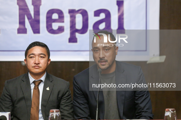 Paras Khadka, former Nepali Cricket team captain and Secretary at Nepal Cricket Association (CAN), addresses the farewell ceremony for the N...