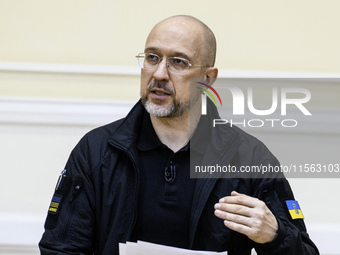 Ukrainian Prime Minister Denys Shmyhal speaks during a press conference in Kyiv, Ukraine, on September 10, 2024 (